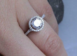 1.55ct Round Cut Diamond Engagement Ring Solitaire Halo 14k White Gold Finish