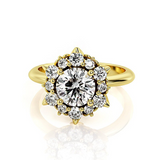 1.5ct Round Cut Diamond Engagement Ring 14k Yellow Gold Finish Halo Solitaire