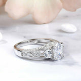 3Ct Oval Cut Diamond Trillion Accent Vintage Engagement Ring 14K White Gold Over