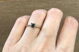 0.3ct Round Cut Black Diamond Engagement Ring Minimalist 14k White Gold Finish