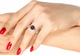 2ct Round Cut Red Garnet Floral Stylish Solitaire Accent Ring 14k Rose Gold Over