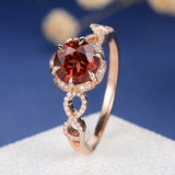 2ct Round Cut Red Garnet Engagement Ring 14k Rose Gold Over Halo Infinity Design