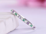 1.2ct Round Cut Purple Amethyst Emerald Half Eternity Band 14k White Gold Finish