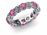 2ct Round Cut Pink Sapphire Eternity Wedding Band Ring 14k White Gold Finish