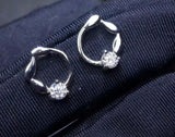 0.3ct Stud Earrings Round Cut Diamond Leaf Design 14k White Gold Finish