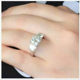 2.5Ct Cushion Cut VVS1 Diamond Three Stone Engagement Ring 14K White Gold Finish