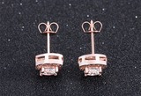 1.2ct Round Cut VVS1D Diamond Halo Solitaire Stud Earrings 14k Rose Gold Finish