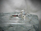 Round Accents Trilogy Engagement Ring 2ct Marquise Diamond 14k White Gold Finish