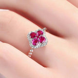 2ct Round Cut Pink Ruby Diamond Halo Flower Engagement Ring 14k WhiteGold Finish