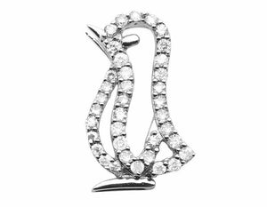 0.3ct Round Cut VVS1D Diamond Pendant Penguin Charm 14k White Gold Over NO CHAIN