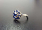 1.5ct Engagement Ring Round Cut Sapphire Floral Minimalist 14k White Gold Finish