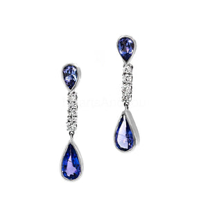 2ct Pear Simulated Tanzanite Party Wear Dangle Earrings 14k White Gold Plated