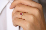 0.5ct Pear Cut Pink Ruby Petite Minimalist Engagement Ring 14k YellowGold Finish