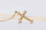 0.5ct Round Cut Diamond Pendant with Chain Cross Design 14k Yellow Gold Finish