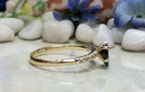 1.3ct Engagement Ring Pear Cut Diamond Solitaire with Accent 14k YellowGold Over