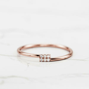 Thin Minimalist Bypass Engagement Ring 0.2ct Round Cut Diamond 14k RoseGold Over