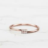 Thin Minimalist Bypass Engagement Ring 0.2ct Round Cut Diamond 14k RoseGold Over