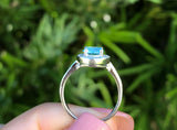 2Ct Round Cut Blue Aquamarine Diamond Halo Engagement Ring 14K White Gold Finish