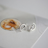 Lovely Small Kitty Cat Lover Stud Earrings Women Girls 14k White Gold Finish