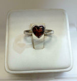 1.2ct Engagement Ring Heart Cut Red Garnet Solitaire 14k White Gold Finish