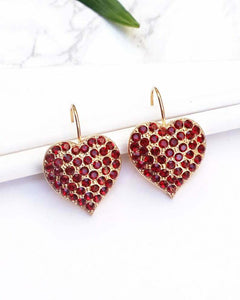 2ct Round Cut Red Garnet Heart Shape Cluster Drop Earrings 14k YellowGold Finish