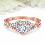 3.5Ct Heart Cut Diamond Split Band Halo Engagement Ring 14K Rose Gold Finish