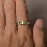 0.8ct Oval Cut Green Peridot Engagement Ring 14k WhiteGold Finish Diamond Accent