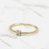 Dainty Minimalist Engagement Ring 0.3ct Round Cut Diamond 14k Yellow Gold Finish