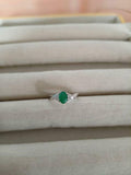 2ct Oval Cut Green Emerald Diamond Petite Round Accents Ring 14k WhiteGold Over