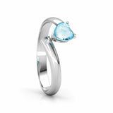 1Ct Heart Cut Blue Aquamarine Diamond ByPass Engagement Ring 14K White Gold Over