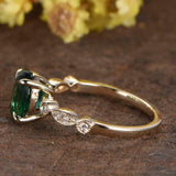 1.5ct Oval Green Emerald Engagement Ring Solitaire Vintage 14k Yellow Gold Over