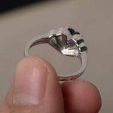 2ct Heart Cut Blue Sapphire Double Heart Engagement Ring 14k White Gold Finish