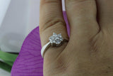 Small Cluster Flower Engagement Ring 0.5ct Round Cut Diamond 14k White Gold Over