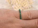 1.8ct Round Cut Green Emerald Stackable Half Eternity Band 14k White Gold Finish