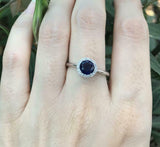 1.3ct Round Cut Blue Sapphire Diamond Halo Solitaire Ring 14k White Gold Finish