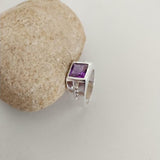 1ct Asscher Cut Purple Amethyst Solitaire with Accent Ring 14k White Gold Finish