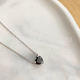 0.5ct Heart Simulated Black Diamond Solitaire Pendant Chain 14k WhiteGold Plated