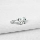 2.5ct Princess Cut Diamond Engagement Ring Halo Split Shank 14k WhiteGold Finish