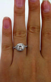 3Ct Cushion Cut Diamond Halo Split Band Engagement Ring 18K White Gold Finish