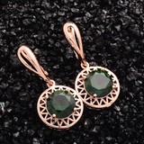 1.5Ct Round Cut Green Emerald Circular Party Drop Earrings 14K Rose Gold Finish