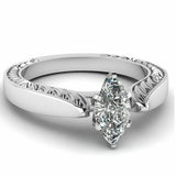 1ct Marquise Cut Diamond Engagement Ring 14k White Gold Finish Antique Vintage