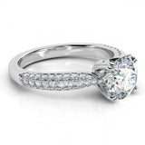 2.5ct Round Cut Diamonds On Band Solitaire Engagement Ring 14k White Gold Finish