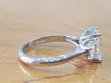 2.4ct Emerald Cut Diamond Trilogy Unique Engagement Ring 14k White Gold Finish