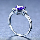 1ct Heart Purple Amethyst Engagement Ring 14k White Gold Finish Trilogy Diamond