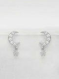 1ct Stud Earrings Round Cut Diamond Moon Crescent 14k White Gold Finish