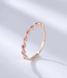 1ct Round Cut Pink Sapphire Wedding Band Vintage Half Eternity 14k RoseGold Over