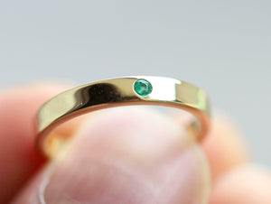 0.1ct Wedding Band Round Cut Green Emerald Anniversary 14k Yellow Gold Finish