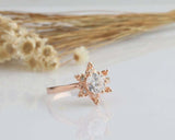 1.2ct Round Cut Diamond Engagement Ring Solitaire Snowflake 14k Rose Gold Finish