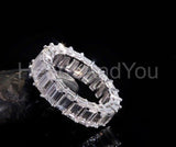 3ct Emerald Simulated Diamond Full Eternity Wedding Band 14k White Gold Plated