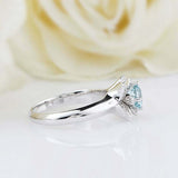 2.2ct Round Cut Blue Aquamarine Engagement Ring Floral 14k White Gold Finish